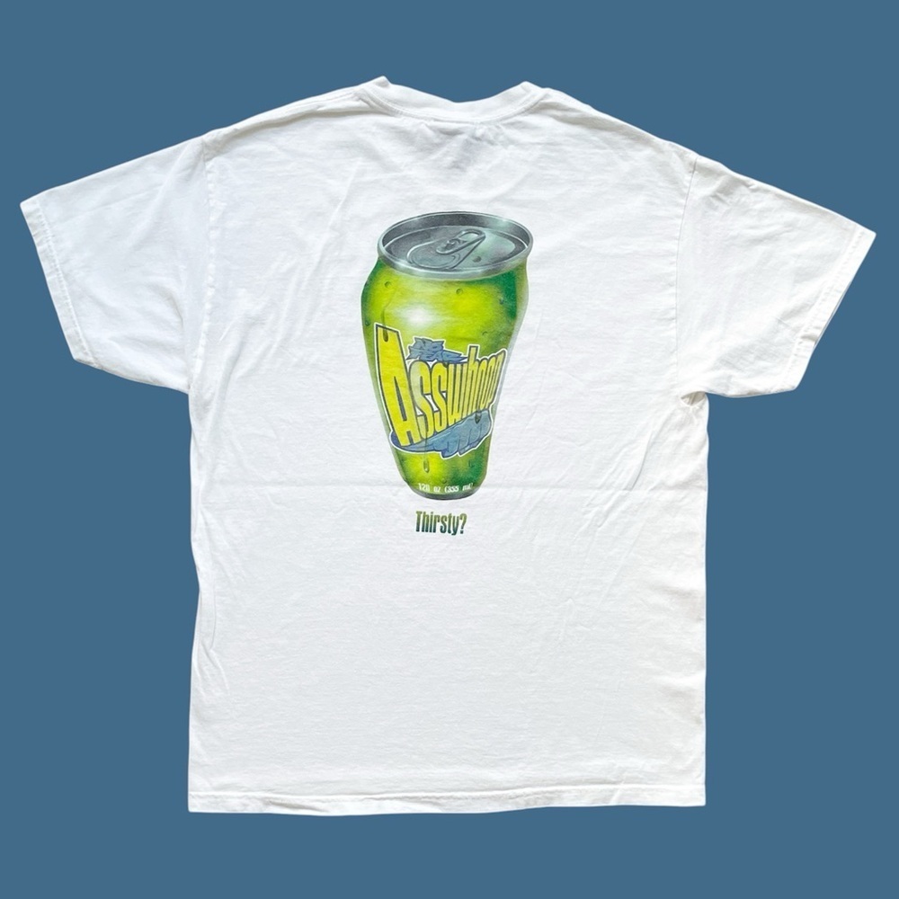 Vintage No Fear Can Asswhoop Thirsty Graphic T-Shirt Y2K Skater L 21x28